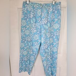 Talbots Blue Patterned Cotton Pants Size 16